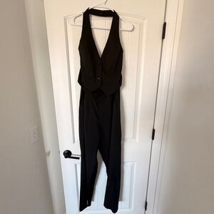 Lulu's Black Halter Vest Jumpsuit